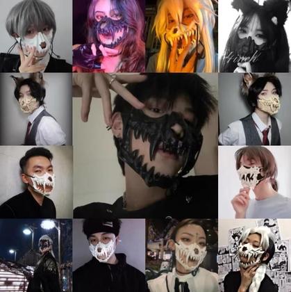 Imagem de Meia Máscara Mandíbula Caveira Animal Estilizada Halloween