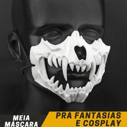 Imagem de Meia Máscara Mandíbula Caveira Animal Estilizada Halloween