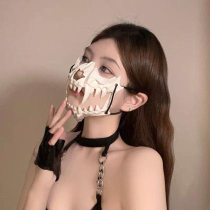 Imagem de Meia Máscara Mandíbula Caveira Animal Estilizada Halloween