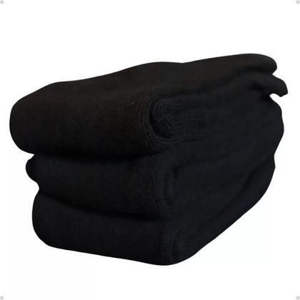 Imagem de Meia masculina Kit com 18 pares preta macia longa Sport confortável