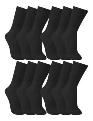 Imagem de Meia masculina Kit com 18 pares preta macia longa Sport confortável