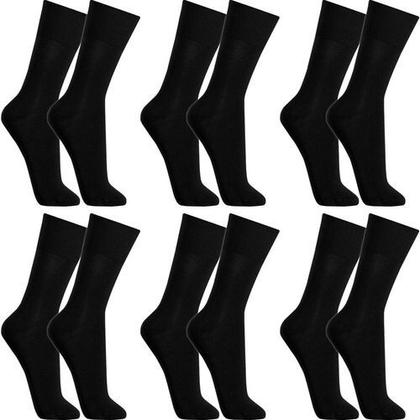 Imagem de Meia masculina Kit com 18 pares preta macia longa Sport confortável