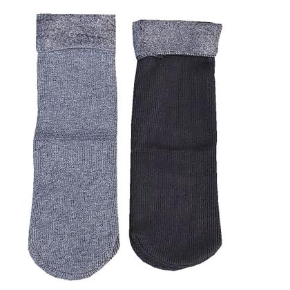 Imagem de Meia Masculina Térmica Canelada com Pelúcia Fleece Frio Intenso: Kit 2 pares cores sortidas Cano Médio