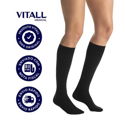 Imagem de Meia Média Compressão 1802 Com Ponteira 1821 mmHg Varizes Inchaço Trabalho Vitall