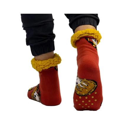 Imagem de Meia Pantufa Cozy Harry Potter Hogwarts Cano Alto Grossa com Sherpa Quente Antiderrapante Zona Criativa Geek