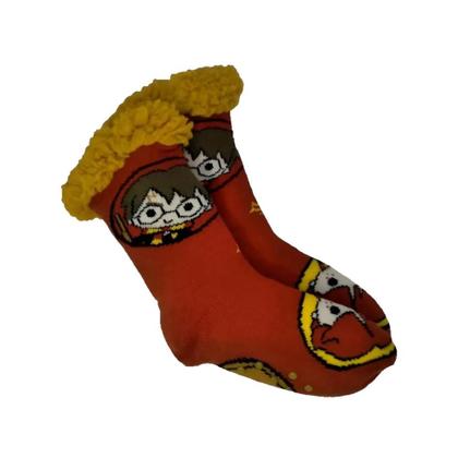 Imagem de Meia Pantufa Cozy Harry Potter Hogwarts Cano Alto Grossa com Sherpa Quente Antiderrapante Zona Criativa Geek