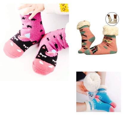 Imagem de Meia Pantufa Infantil Bebê: Lã Forrada com Pelúcia e Solado Antiderrapante - 0 a 2 anos Menina