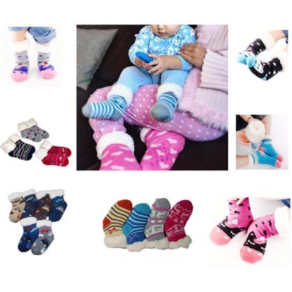Imagem de Meia Pantufa Infantil Bebê: Lã Forrada com Pelúcia e Solado Antiderrapante - 0 a 2 anos Menina