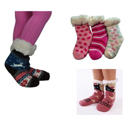 Imagem de Meia Pantufa Infantil Menina: Lã Forrada com Pelúcia e Solado Antiderrapante - 4 a 12 anos Menina