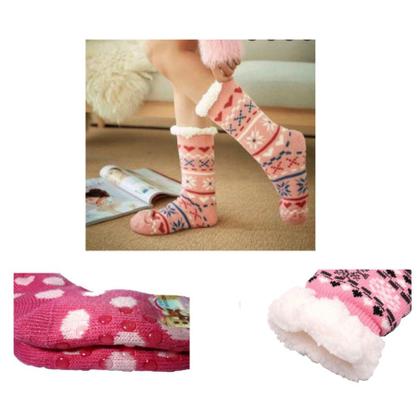 Imagem de Meia Pantufa Infantil Menina: Lã Forrada com Pelúcia e Solado Antiderrapante - 4 a 12 anos Menina