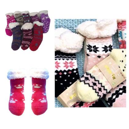 Imagem de Meia Pantufa Infantil Menina: Lã Forrada com Pelúcia e Solado Antiderrapante - 4 a 12 anos Menina