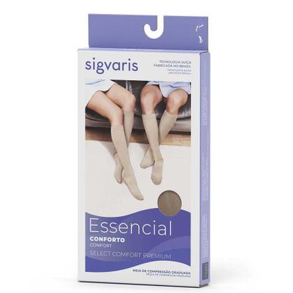 Imagem de Meia Panturrilha (3/4) Sigvaris Select Comfort Premium 20-30 mmHg G (Tamanho Grande) Curto, Cor Natural, Ponteira Aberta