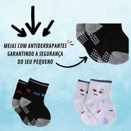 Imagem de Meia Para Bebe 12 Pares Com Antiderrapantes 0 a 24 Meses