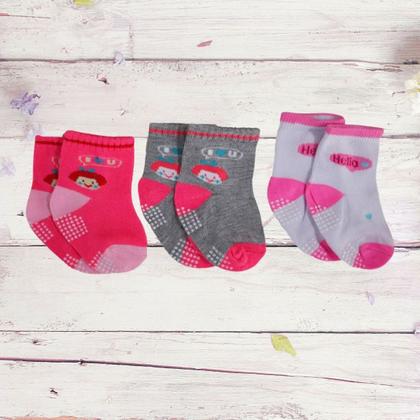 Imagem de Meia Para Bebe 12 Pares Com Antiderrapantes 0 a 24 Meses