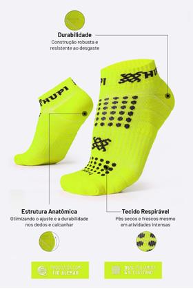 Imagem de Meia para Corrida HUPI Running Pro Amarelo Neon - Curta