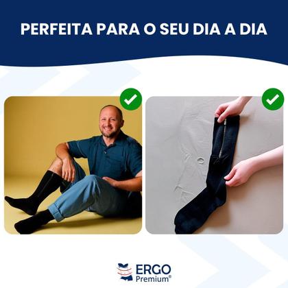 Imagem de Meia Para Varizes Trombose Média Compressão Com Zíper Original