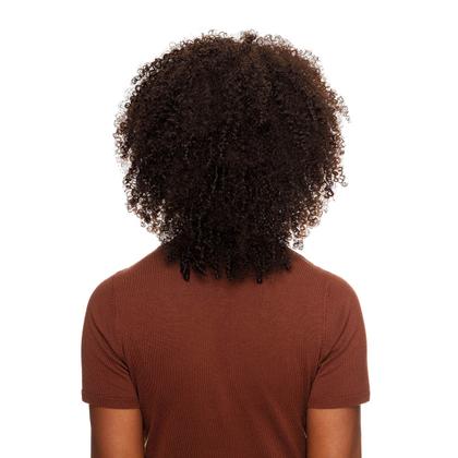 Imagem de Meia Peruca Cabelo Natural Cacheado 40cm Textura Coily De Benguela 180g, Castanho Escuro