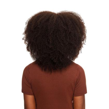 Imagem de Meia Peruca Cabelo Natural Cacheado 60cm Textura Kinky De Benguela 220g, Castanho Escuro