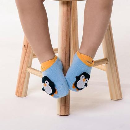 Imagem de Meia Sapatilha Anti Derrapante Com Aplique Pinguim ( 1- 3 Anos ) - Buba
