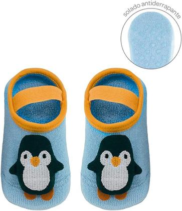 Imagem de Meia Sapatilha Anti Derrapante Com Aplique Pinguim ( 1- 3 Anos ) - Buba