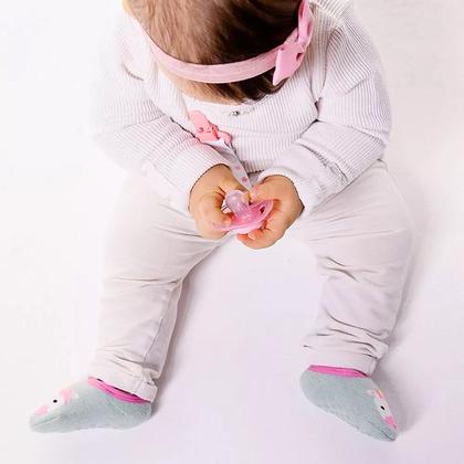 Imagem de Meia Sapatilha Antiderrapante Bebê e Infantil Com Elástico Menino Menina - Buba