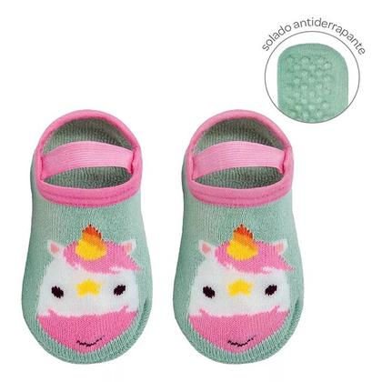 Imagem de Meia Sapatilha Antiderrapante Bebê e Infantil Com Elástico Menino Menina - Buba
