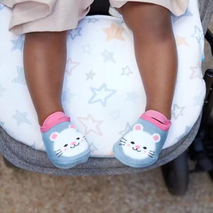 Imagem de Meia Sapatilha Infantil Antiderrapante Tamanho P e M com Elástico Confortável Buba