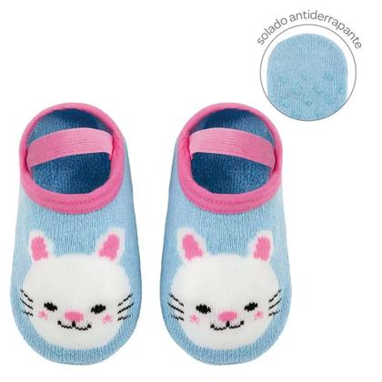 Imagem de Meia Sapatilha Infantil Antiderrapante Tamanho P e M com Elástico Confortável Buba