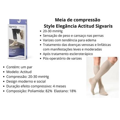 Imagem de Meia Sigvaris Actitud 3/4 192B Masculina 20-30 mmHg Preta