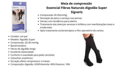 Imagem de Meia Sigvaris Algodão Super 3/4 20-30 mmHg 282F Cotton Confort Preta GG