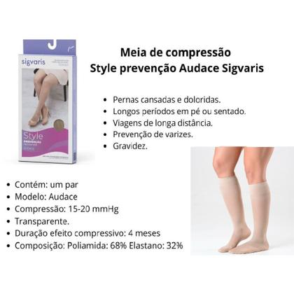 Imagem de Meia Sigvaris Audace 15-20 mmhg 3/4 120b Ponteira Fechada