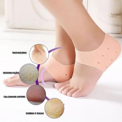 Imagem de Meia Silicone Anti Rachadura Calcanhar Hidratante Protetor