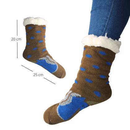 Imagem de Meia Térmica Forrada Lã Adulto Antiderrapante Frio Feminina
