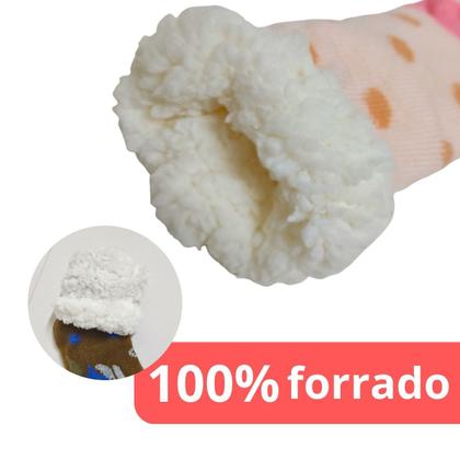 Imagem de Meia Térmica Forrada Lã Adulto Antiderrapante Frio Feminina