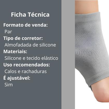 Imagem de Meia Tornozeleira Para Calcanhar Silicone Dor Rachadura