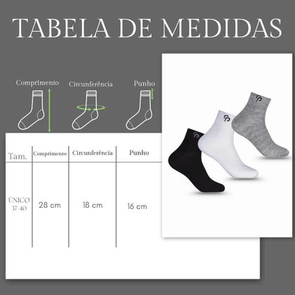 Imagem de Meia Unissex Lisa Cano Longo Kit com 3 Pares Poliéster