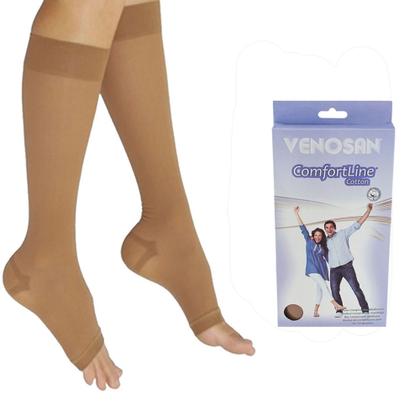 Imagem de Meia Venosan Comfortline Cotton com Algodão 20-30 mmhg AD - Panturrilha/Bege/Aberta/Longa