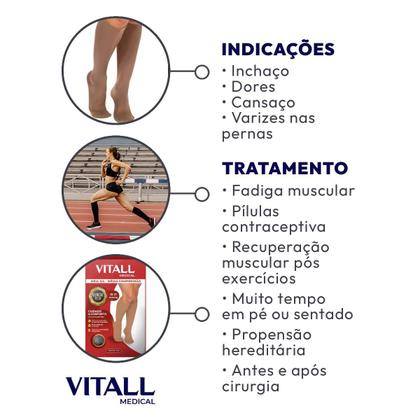 Imagem de Meia Vitall Medical Com Ponteira 1671 Média Compressão Varizes Inchaço Pós Cirurgia