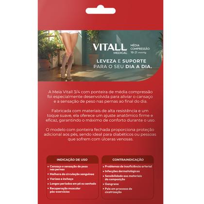 Imagem de Meia Vitall Medical Com Ponteira 1671 Média Compressão Varizes Inchaço Pós Cirurgia