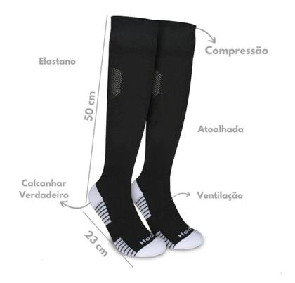 Imagem de Meião de Futebol Hoahi Cano Longo Sport Original Preto, Branco e Azul