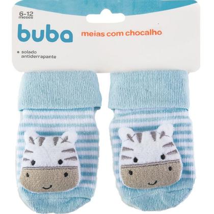 Imagem de Meias Antiderrapante Com Chocalho Zebrinha Azul 12732 Buba