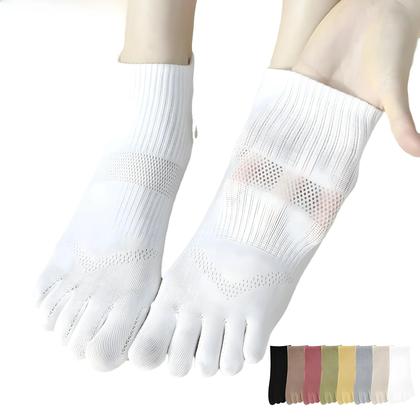 Imagem de Meias De Algodão Femininas De Verão Com Cinco Dedos, 5 Pares, Antiderrapantes, Corte Baixo, Dedos