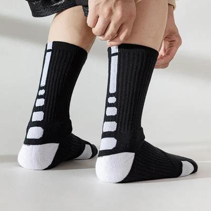 Imagem de Meias de Basquete Masculinas - 5 Pares Grossas com Toalha - Ideal para Treinamento