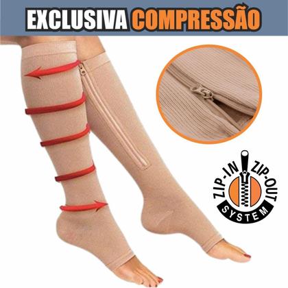 Imagem de Meias De Compressão C/  Zíper Tratamento para Varizes Edema Trombose e Pernas Inchadas Unissex