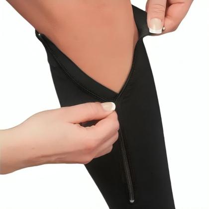 Imagem de Meias De Compressão C/ Zíper Tratamento para Varizes Edema Trombose e Pernas Inchadas Unissex