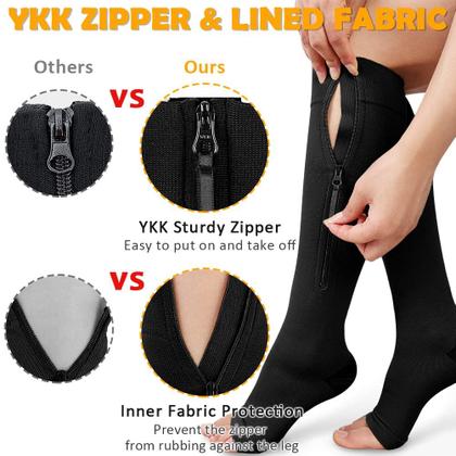 Imagem de Meias de compressão CASMON Zipper 15-20mmHg para mulheres e homens