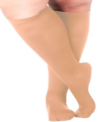 Imagem de Meias De Compressão Extra Grande PLUS SIZE Para Tratamento Ortopédico Pós Cirurgia Varizes Edema Trombose Pernas Inchadas Unissex