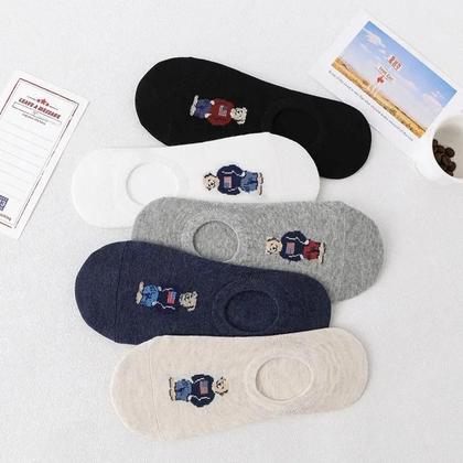Imagem de Meias De Silicone Antiderrapantes Para Homens, 5 Pares, Confortáveis, De Algodão, Com Estampa De