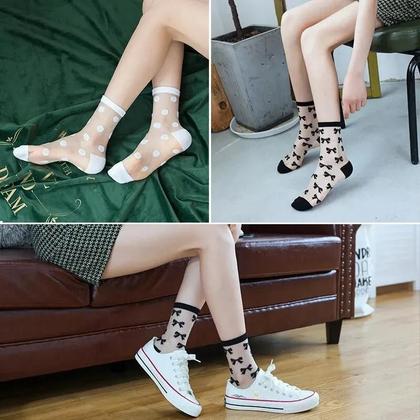 Imagem de Meias De Tule Transparente Ultra-finas Para Mulheres, 4 Pares, Moda Verão