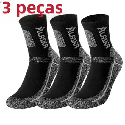 Imagem de Meias Esportivas de Inverno Masculinas - 3 Pares Térmicos para Ciclismo e Corrida